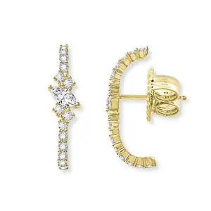 Radiance by Absolute™ Gold-Plated 1.29ctw Half-Hoop Stud Earrings
