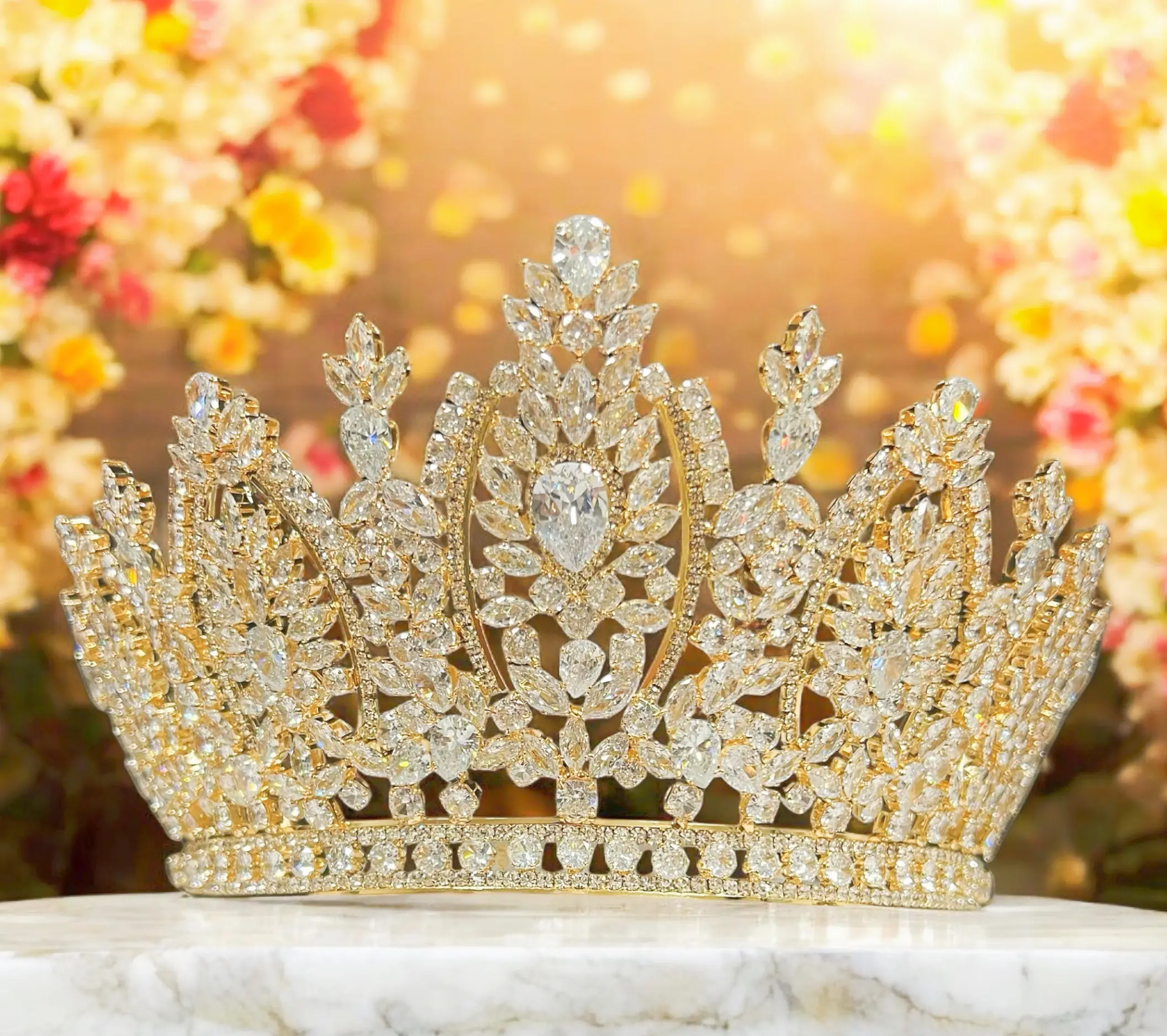 Zirconia Rose Gold Tiara, Quinceanera Tiara, Crystal Tiara, Crown Wedding Headpiece, Rose Gold Crown, Prom Tiara, Pageant Crown, Bridal Gift Hearts