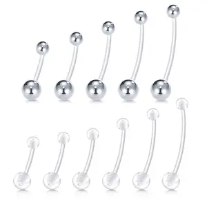 11Pcs Curved Barbell Belly Button Rings Set, 316L Stainless Steel & Acrylic Navel Piercing Jewelry, Hypoallergenic Belly Rings for Women Men, Multiple Sizes for Daily Wear