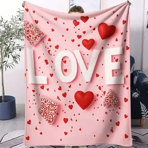 Romantic Red Heart Throw Blanket, Super Soft Comfortable Warm Home Decor, Ideal Nap Blanket, Perfect Gift for Family and Friends