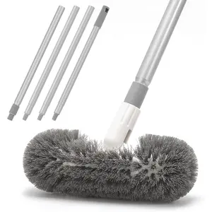 Deck Brush with 51" Long Handle 360° Cylindrical Scrub Cleaner Tool for Boat Pool Ground 120° Swivel Scrubber for Tile Grout Tub Spa Pole