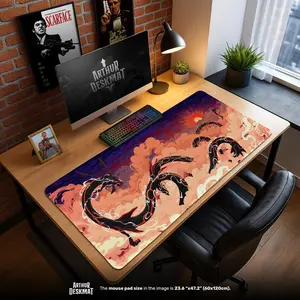 Rayquaza Mouse Pad - Legendary Desk Mat with Red Sky Clouds, Epic Dragon Gaming Mat, Gift for Fans
