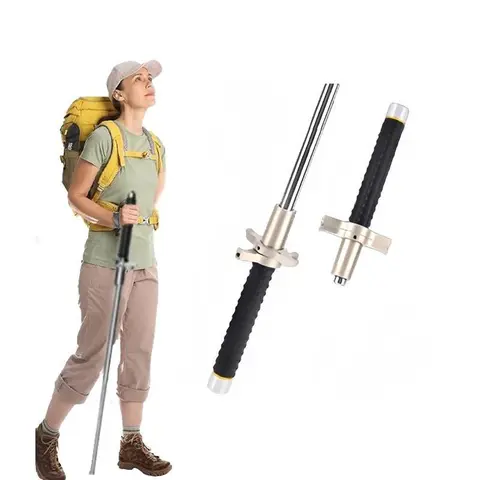 Unisex Alloy Steel Hiking Sticks for Hikers & Campers - Extendable, Foldable, Adjustable (26-37 in), Secure Length Lock, TPE All Weather Grip, Lightweight Travel Size Camping & Hiking Gear Accessory
