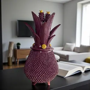 Mexican pottery, Pineapple decor, Mexican decoration, Pineapple sculpture, Glazed clay pineapple, Pottery from Michoacan