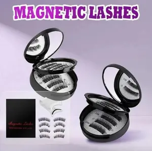 Magnetic Eyelashes Set with Eyelash Curlers & Eyebrow Kit Spiky Cluster Applicator Glue-Free Waterproof Lightweight Volume DIY False Lashes Natural Look Makeup Cosmetic