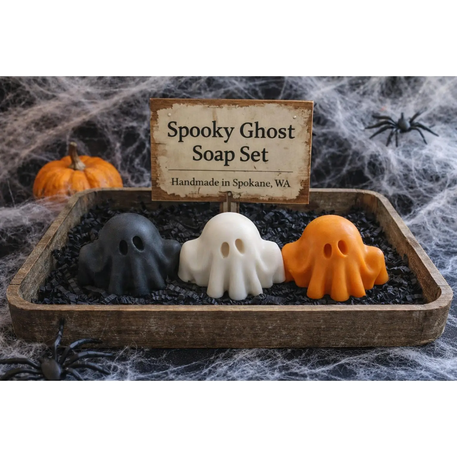Halloween Ghost Triple Butter Soap Bar - Pumpkin Spice Body Care Cleanser, Unscented Soaps, Novelty Gift for Boo-Wash-Repeat Routine