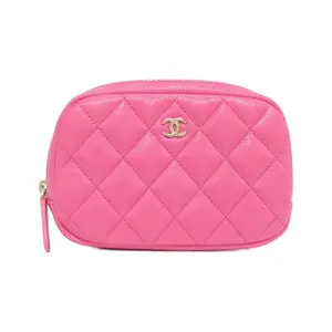 Pre-owned CHANEL Calfskin Small Leather Goods Timeless Classic Line Grained Calf Pouch