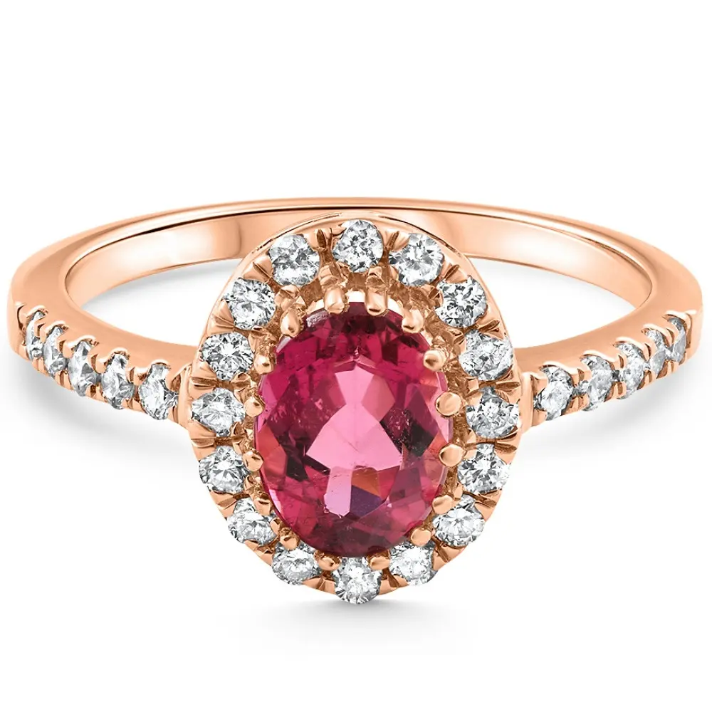 1 1/2Ct Oval Ruby Halo Diamond Ring 14k Gold Lab Grown