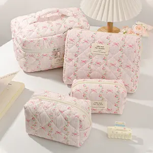 4Piece Set Floral Pink Makeup Bag For Girls Makeup Bag Set Cosmetic Organizer Multi-Functional Storage Bag Clutch With Zipper Closure,Stationery,Small Items Cute Makeup Case Make Up Bag Daily Commute Essentials Travel Cosmetic Bags Trave Makeup Bags