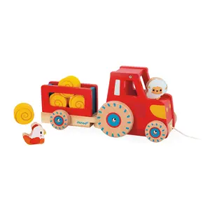 Janod FARM - PULL ALONG TRACTOR - early-learning toy for kids 12 months and up