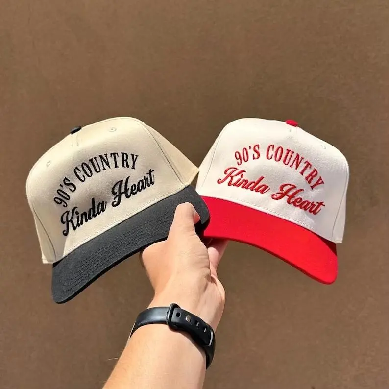 90’s Country Kinda Heart Snackback Hat, Embroidered , Custom Stitch, 5 Panel Cap, Country Hat,