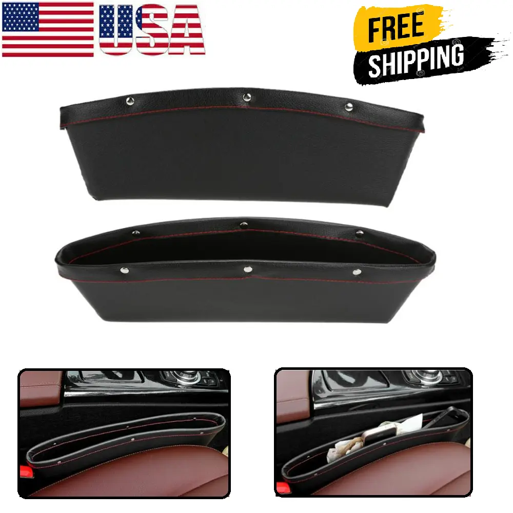Driver-Side Car Seat Gap Catcher Storage Box - PP Leather Plastic Anti-Drop Phone Key Holder, Rectangular Ergonomic Fit Universal Fit Vehicle Organizer (35x9.5x6.8cm, Black), Compact Space-Saving Automotive Accessory
