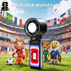 FIFA World Cup Official Turbocharged Handheld Fan: Instant Cooling Chip, 199 Speed ​​Settings, 3600mAh Long Battery Life, Lanyard Portable Design, Perfect for Outdoor Sports, Watching Games, and Summer Gifts for Fans.
