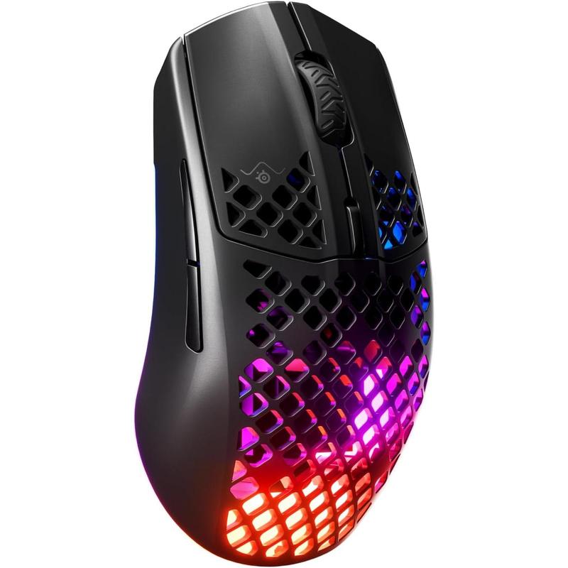 SteelSeries Aerox 3 Wireless - Holey RGB Gaming Mouse - Ultra-lightweight Water Resistant Design - 18K DPI TrueMove Air Optical Sensor- Onyx