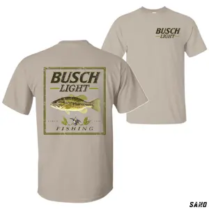 [Sale Up To 30%] Busch Light Fishing T-shirt - Bold Bass Graphic with Classic Logo, Perfect for Anglers and Beer Lovers, Unisex Outdoor Tee for Fishing Adventures.