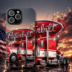 Peterbilt Truck Phone Case, Peterbilt 389 iPhone Cover, American Trucker Artwork, Chrome Big Rig Design, Long Haul Driver Gift, Tough Protective Case
