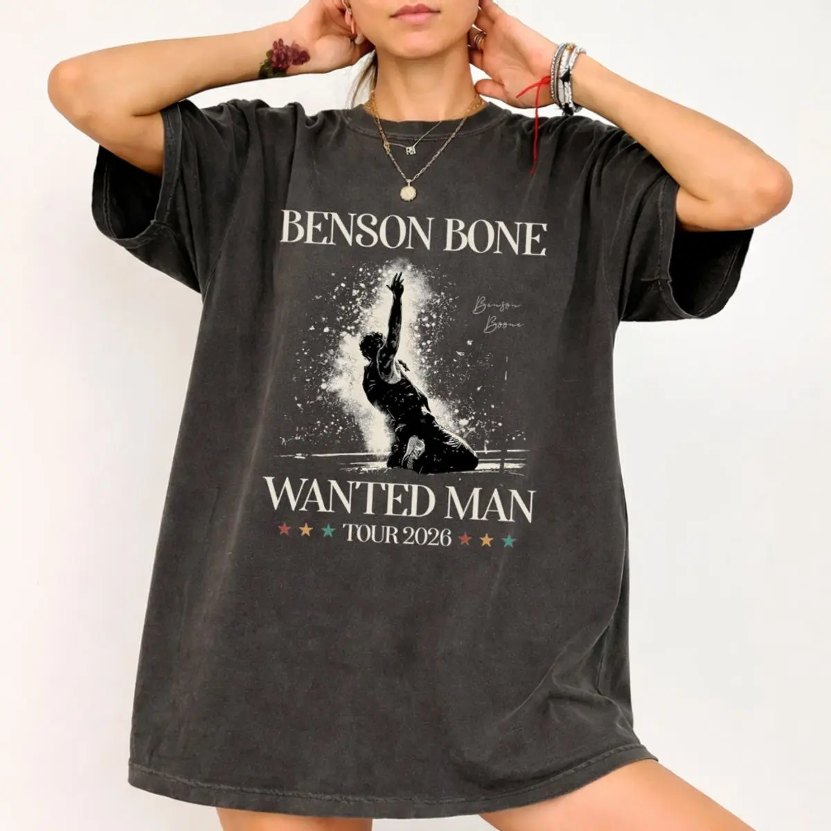 Comfort Colors Bens0n B00nee Wanted Man Tour 2026 Shirt, B00nee Sun Flower Graphic Tee, Retro Concert North America Graphic Merch T Shirt , Unisex Crew Neck Top, Crewneck Top