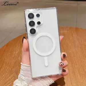 Luxury Transparent Acrylic Case for Samsung Galaxy S25 S26 Ultra S24 S22 Plus S23 S21 FE A16 A35 A55 Magnetic Clear Slim Cover