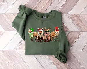 Christmas Fox Sweatshirt, Cute Fox sweater, goblincore clothing, Spy Fox, fox shirt, Christmas Crewneck, Christmas Fox Family sweater