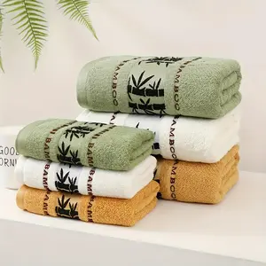 Bamboo Fiber Towel Set, 5 Counts/set Soft Lightweight Absorbent Towel, Quick Drying Towel for Home Bathroom, Household Bathroom Supplies, Decorative Towels