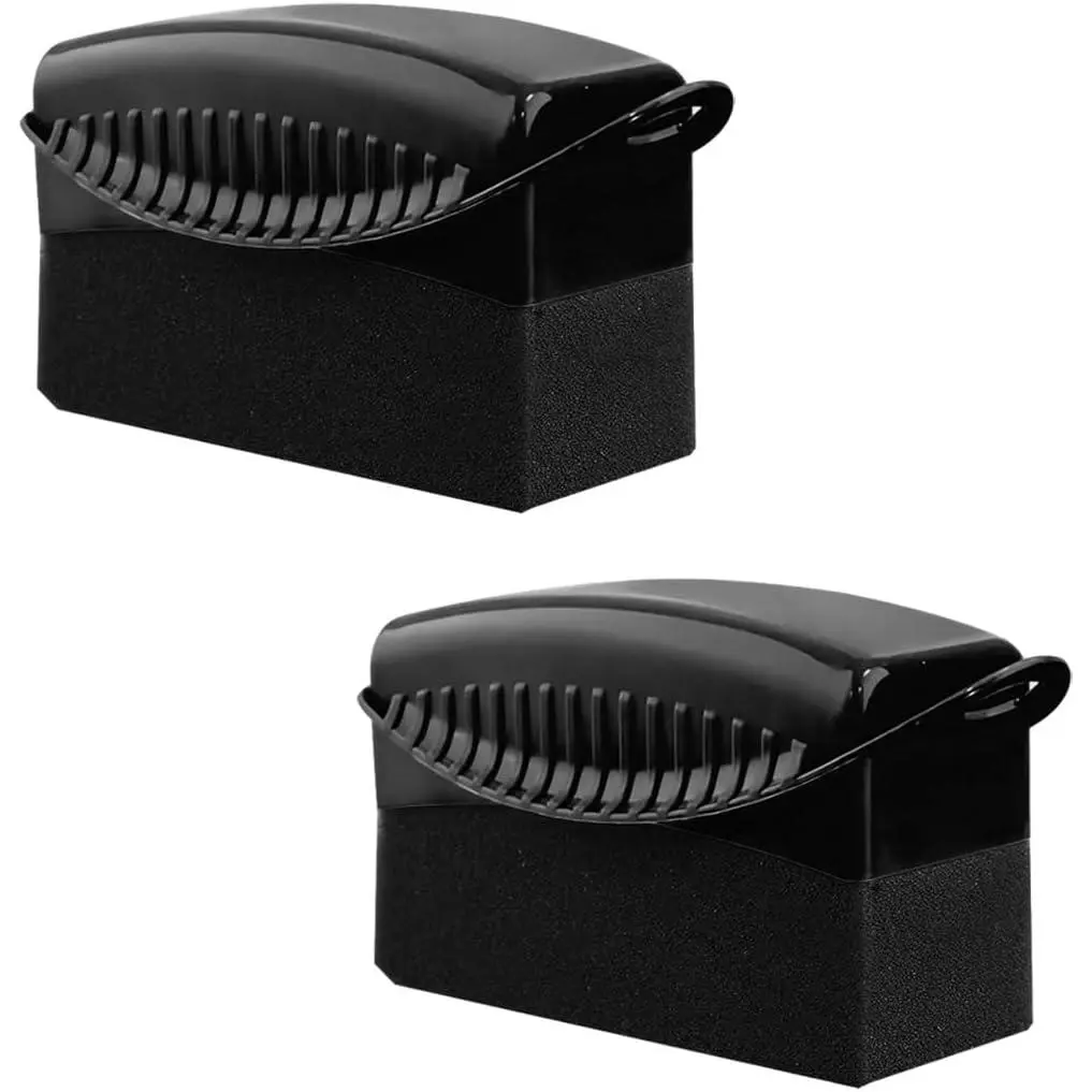 2 count Tire Dressing Applicator, Wheel Dressing Tire Shine Applicator Pad with Lid,  Wheel Detailing  Tire Waxing Wipe Polishing Sponge, Universal  Accessories (Black)