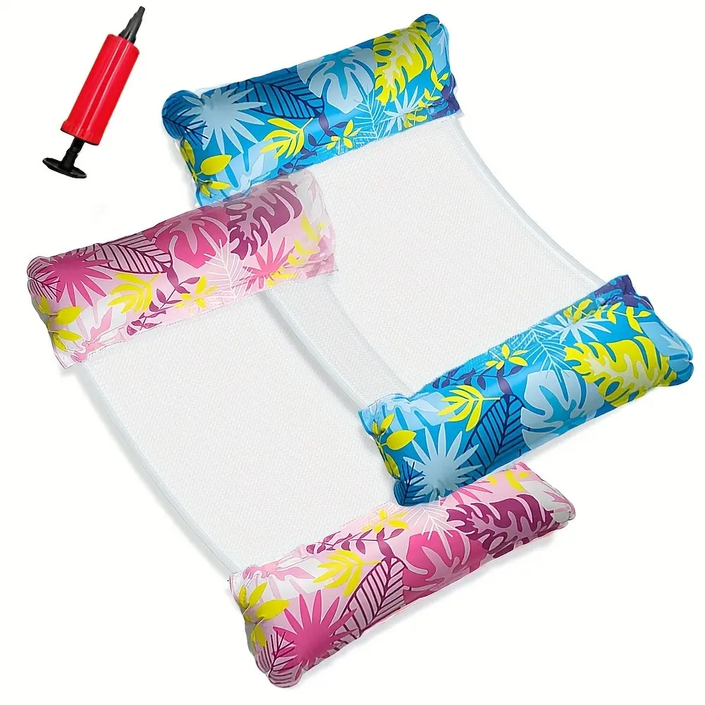 Adult Inflatable Pool Hammock Set with Pump, Multi-Functional Floating Lounger, Pool Float Chair, Essential Beach Vacation Item, Hammock Pool Floats, Pool Inflatables