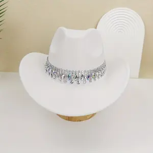Chic Rhinestone Belt Cowboy Hat for Women - Lightweight, Sparkling Water Drop Design |   Perfect for Weddings, Parties & Outdoor Adventures