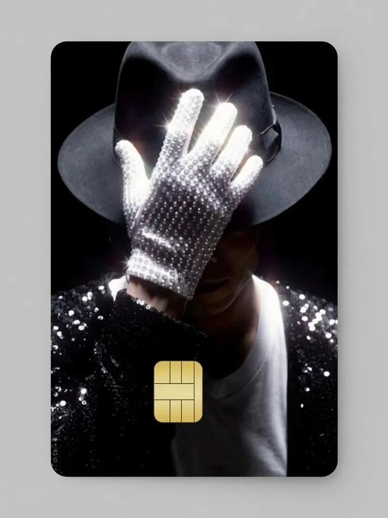 Michael Jackson Sparkle Glove Fedora Hat Credit Card Skin Matte Waterproof Sticker Decal Cover for Debit and Credit Cards