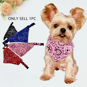 Adjustable Dog Scarf, Printed Pet Triangle Bandana with Detachable Decoration Collar, Soft Polyester Fabric, Suitable for Medium Dogs and Cats