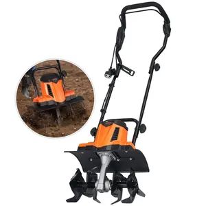 VEVOR 10 Amp Electric Tiller 14" Width 3.94" Depth Corded Tiller with 10A Motor 390 RPM Steel Mn Tines for Garden Lawn Soil Digging