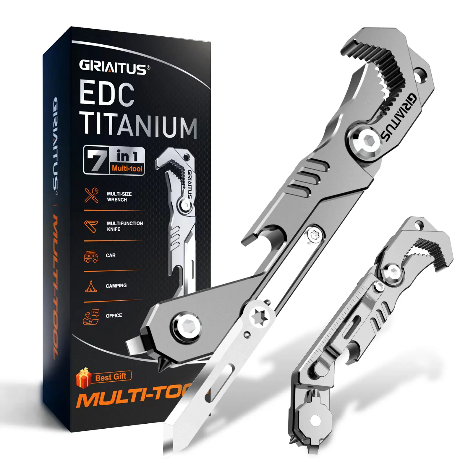 Titanium Metal EDC Pry Bar, EDC Gear with Bottle Opener Function for Hiking/Light Outdoor (PunisherPB)