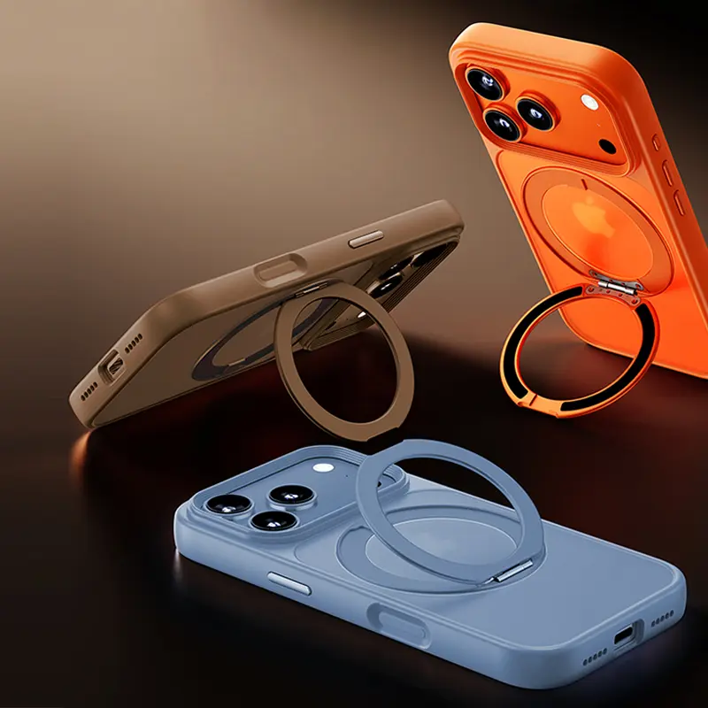 iPhone 17 Pro Max Smartphone Case, Military-Grade Drop Protection, 360° Rotating Ring Stand, Crystal Clear PC & Transparent Acrylic Shell, Airbag Shockproof Anti-Fall Cover, Magnetic Magsafe Protector for Cellphone Handheld Devices Accessories