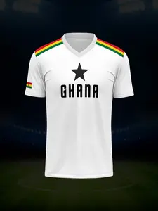 Customize your name and numbers with this comfortable and well-fitting V-neck Ghana World Cup football apparel; perfect for personalized parties, summer gatherings, and outdoor leisure.