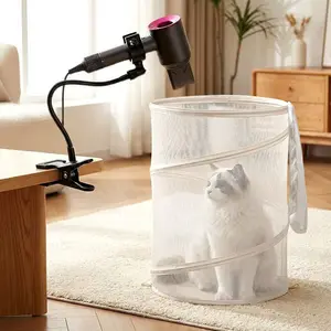 Portable and Collapsible Pet Drying Box, Prevents Hair Flying, Ideal for Small to Medium Sized Dogs, Cats and Kittens, Easy Storage Solution