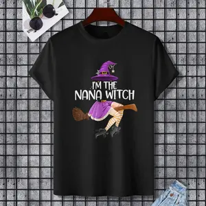 I'm the Nana Witch Funny Halloween Matching Grandma Costume T-Shirt, 100% Cotton, Single Side Printed, Black Short Sleeve T-shirt, Gift for Family Friends, S-XXXL, 1 pc, Fabric Weight 180g