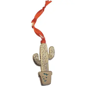 Southwest Miniature  Charm Ornament - Mini Metal Saguaro Cacti - Souvenir Southwestern Christmas Ornament Stocking Stuffer  (Cactus)