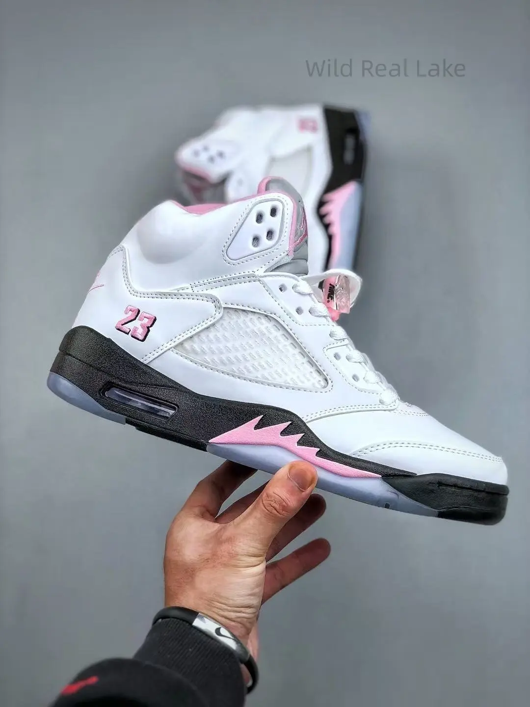 Gender Neutral Matte Cream Grain Leather Street Basketball Sneakers, Subtle Pink Embellishment On Side, Durable Frosted Ice Blue Crystal Outsole, Timeless Two-Tone Sports Trainers As Holiday Couple Matching Gifts