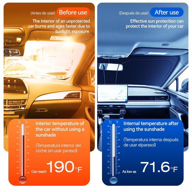 2026 Latest foldable car windshield sunshade,thickened design privacy shield, effectively blocks UV Rays, suitable for sedans, SUVs, and MPVs,Graphene,Please specify the vehicle model, size, and color in the order notes.