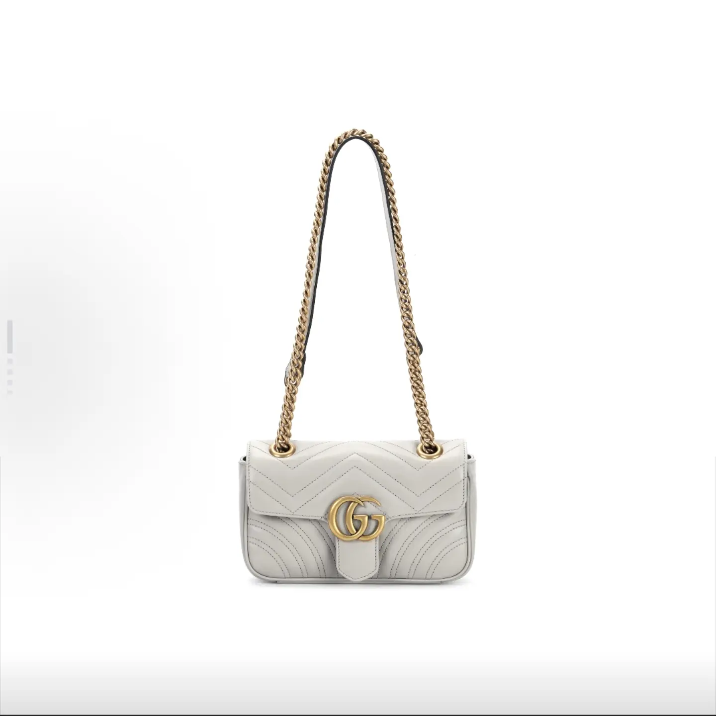 Pre-owned GUCCI GG Marmont 22, Light Grey New Model, Crossbody & Shoulder Bag