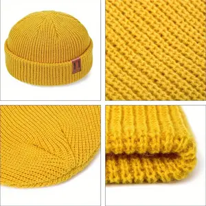 1PC Men Women Fashion Winter Knitted Beanie Hat - Unisex Skullies Cap - Hip-hop Cuffed Short Cap Bonnet - Warm Ribbed Fisherman Docker Hats - For Men & Women - Perfect for Winter & Cold Weather - Ideal Gift for Friends & Family