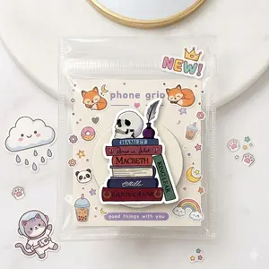 Literary Skull Phone Grip – Cute Book Lover PopSocket, Gothic Reading Accessory for Teens & Adults