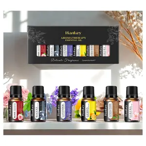 Essential Oil Set (6*0.34oz), 6 Aromatherapy Oil Gift Sets for Home Care, Reed Diffuser Oils, Fragrance, Aromatherapy, Humidifiers Lavender, Lemon,Black Ice, Sakura, Sandalwood，Rose of