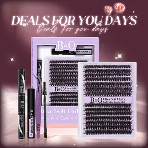 70D+90D Kit l B&Q 280pcs Ultra-Soft Wispy Mega Volume Lashes,D-Curl,Lash Bond & Seal for DIY Individual Lash Extension,Waterproof Long Lasting Makeup Comestic Salon-Look #dealsforyoudays
