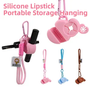 Portable Lipstick Storage Bag, Mini Lip Gloss Organizer, Silicone Envelope Case, Hanging Accessory for Makeup Essentials