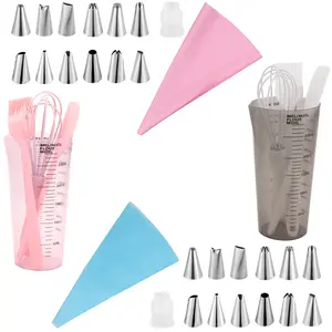 18-Piece Baking Tool Set, Measuring Cups, Egg Beater, Spatula, Oil Brush, Cream Icing Nozzle Set, Essential Kitchen Accessories, Baking Supplies