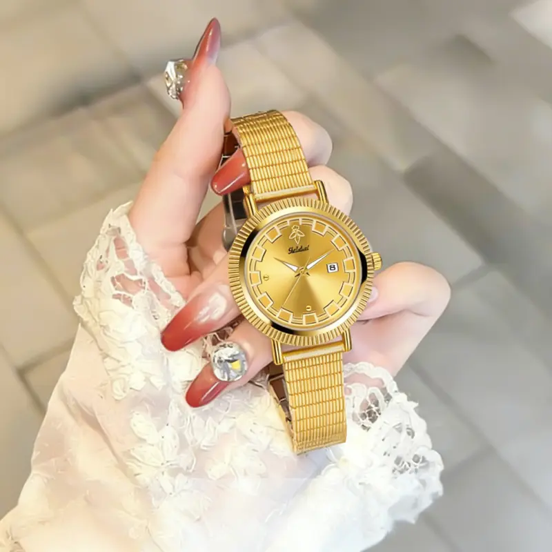 Circular Bracelet Watch for Women Golden Black Dual Color Optional Waterproof Adjustable Size Perfect Gift for Daily Wear-LX1112