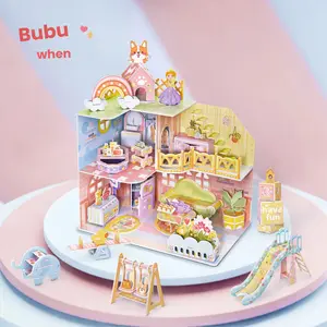 Large Princess Castle 3D Puzzle Model Toy House Set, 92 Pieces with ，Furniture, Fairy Tale House for Girls, Kids & Adults, Ages 3+，doll houses for girls 6-12，doll house，