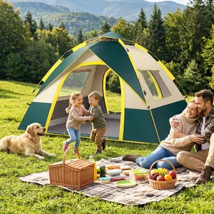 Ezify Family Automatic Pop-Up Camping Tent for 3-4 Person, Waterproof & Windproof Family Camping Tent with Dual Doors & Windows, Quick Setup Lightweight Outdoor Tent for Camping, Hiking & Travel