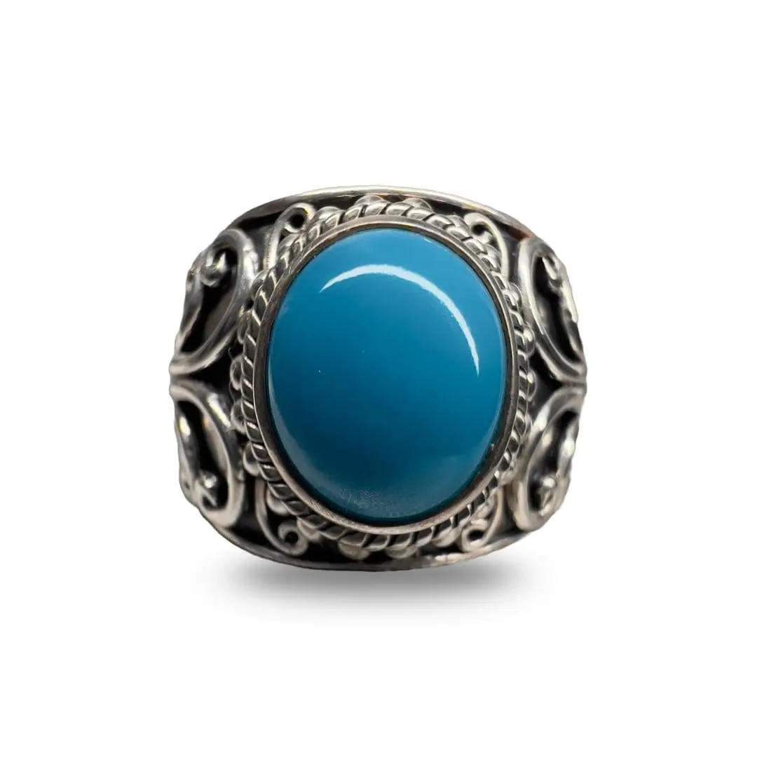 Size 8 Sterling Silver Sleeping Beauty Turquoise Ring – G 925 Stamped – December Birthstone – 11th Anniversary Gift