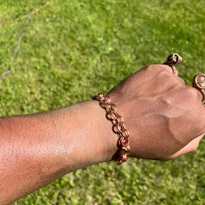 Handmade Copper Chain Link Bracelet - Fashionable Jewelry Accessory, Boho Style Bangles, Bohemian Design for Circulation, Detox, Grounding